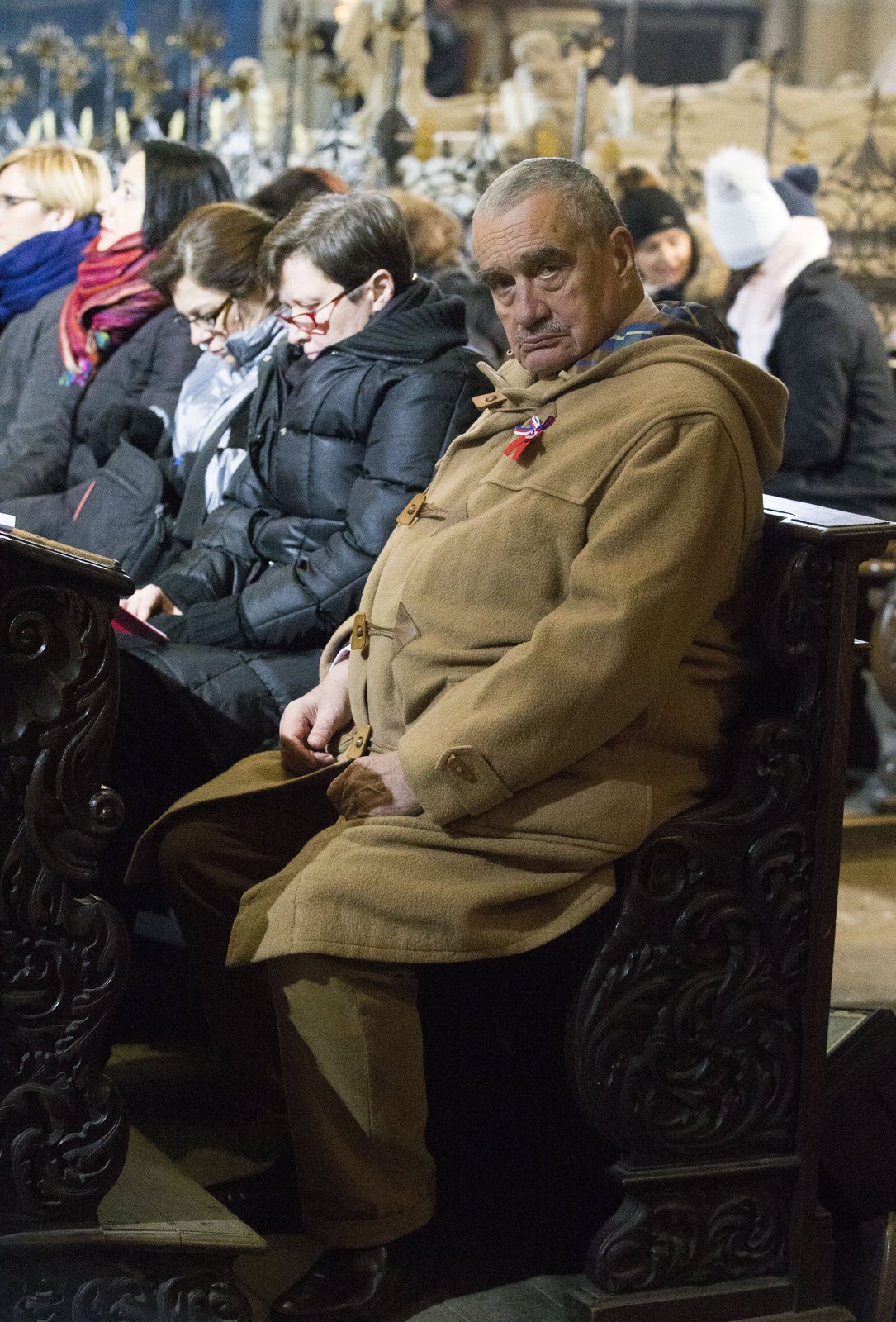 Karel Schwarzenberg na zádušní mši za Václava Havla (18.12.2016).