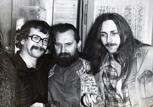Zleva Ivan Jirous, Egon Bondy a Pavel Zajíček