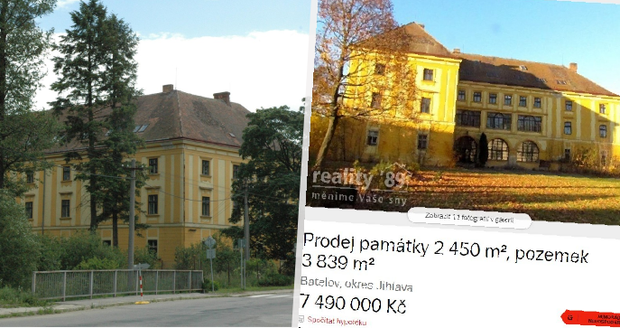 Honosný zámek v Batelově je už roky na prodej: Cena šla rapidně dolů, přesto ho nikdo nechce