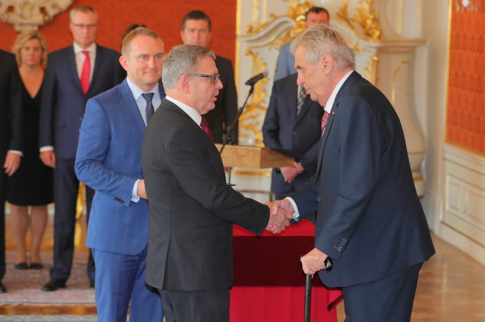 Prezident Miloš Zeman při jmenování Lubomíra Zaorálka ministrem kultury
