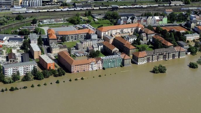 Zaplavený Střekov v Ústí nad Labem