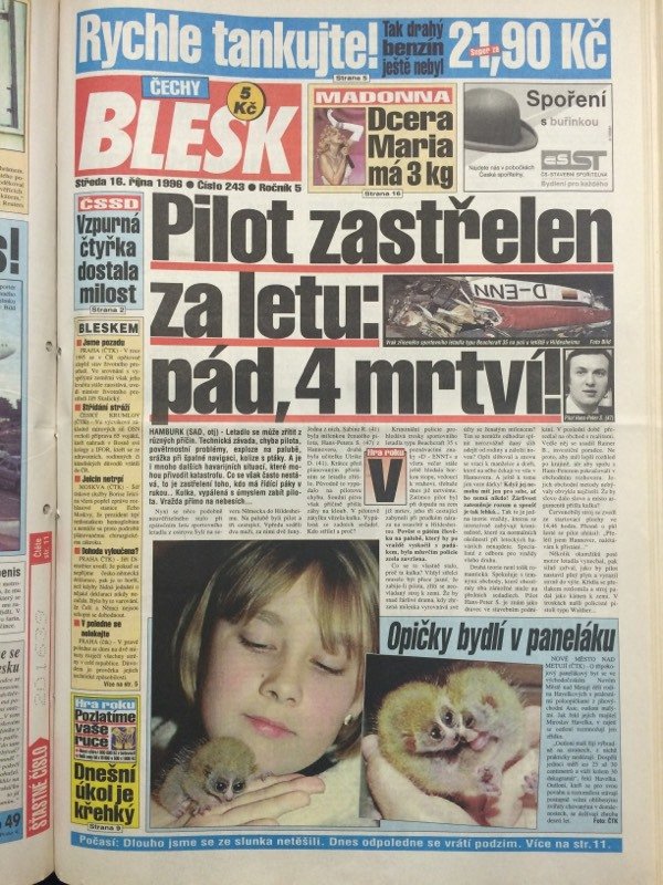 Před dvaceti lety se v Německu zřítilo letadlo. Jeho pilot byl zastřelen! Co se na palubě stalo?