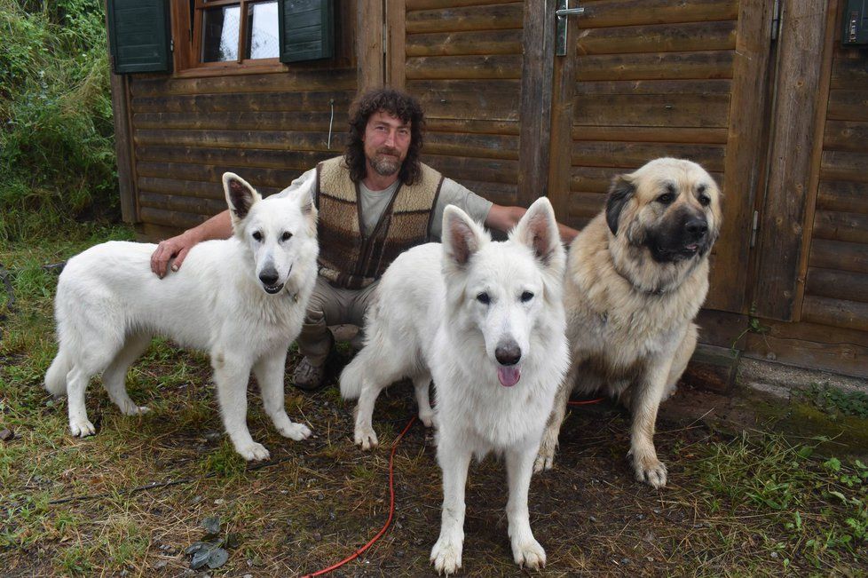 Zaříkávač psů Rudolf Desenský se svými psy v novém domově – v Brlohu u obce Drhovle na Písecku