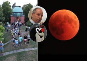 Astronom Suchan spolu s tisícovkou lidí pozoroval na obloze rudý Měsíc z Ondřejova. Spatřili i prolétajícího Krtečka