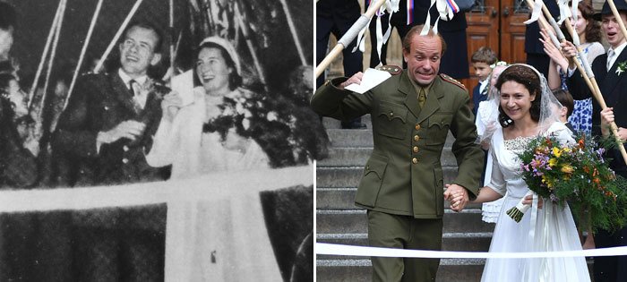 Svatba Zátopkových v roce 1948 a o 71 let později v podání herců Václava Neužila a Marthy Issové