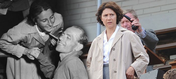 Dana Zátopková líbá manžela po zlatém maratonu na LOH 1952 v Helsinkách. Martha Issová jako paní Dana o 67 let později.