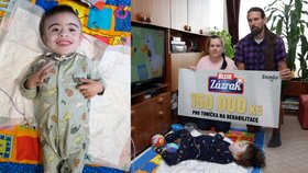 Rodina se symbolickým šekem na 150 tisíc.