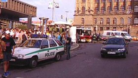Policie krátce po činu na Václavském náměstí