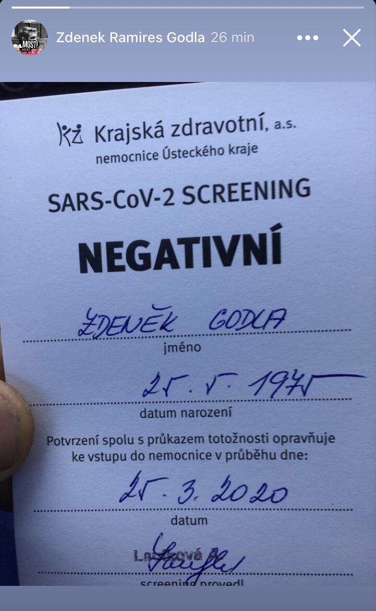 Zdeněk Godla se nechal testovat na koronavirus