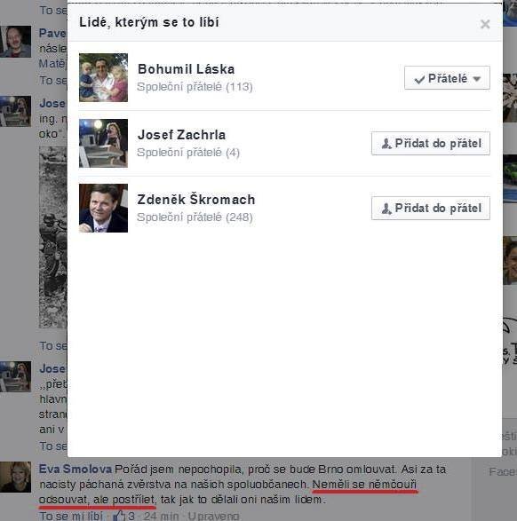 Zdeněk Škromach se s tím na Facebooku nepáře.