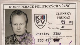 Pan Zima byl členem Konfederace politických vězňů.