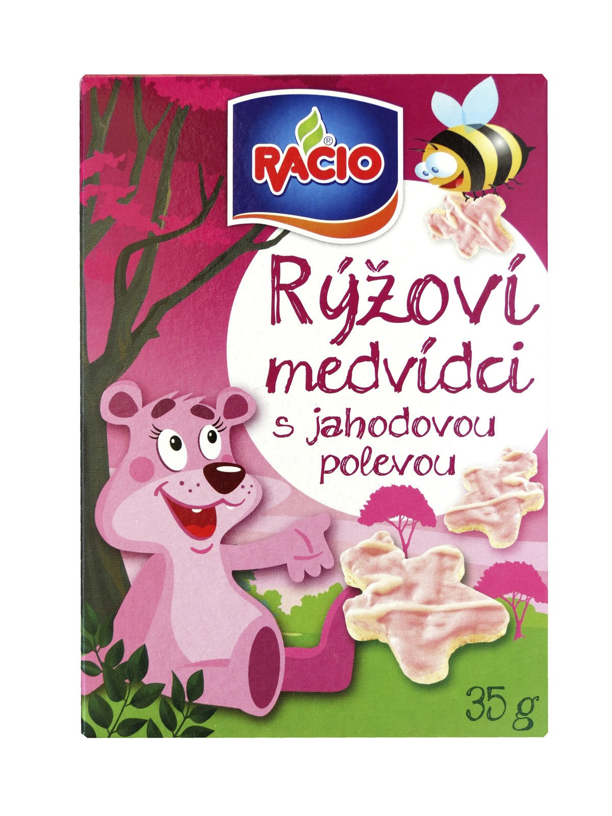 RACIO Rýžoví medvídci s jahodovou polevou, bez lepku a barviv, 25,90 Kč