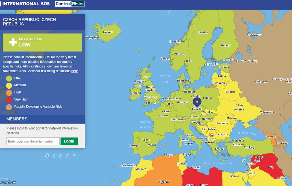 Z hlediska zdravotních rizik se Česko řadí mezi země s minimálním rizikem.