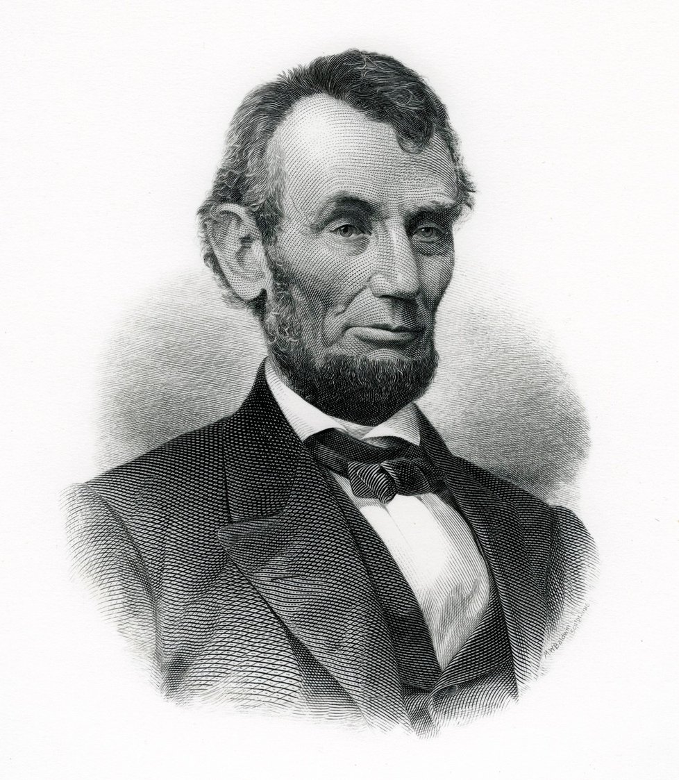 Americký prezident Abraham Lincoln, který osvobodil černošské otroky.