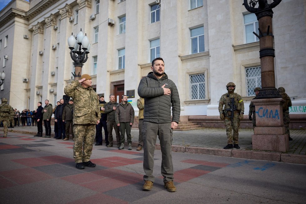 Ukrajinský prezident Volodymyr Zelenskyj v Chersonu