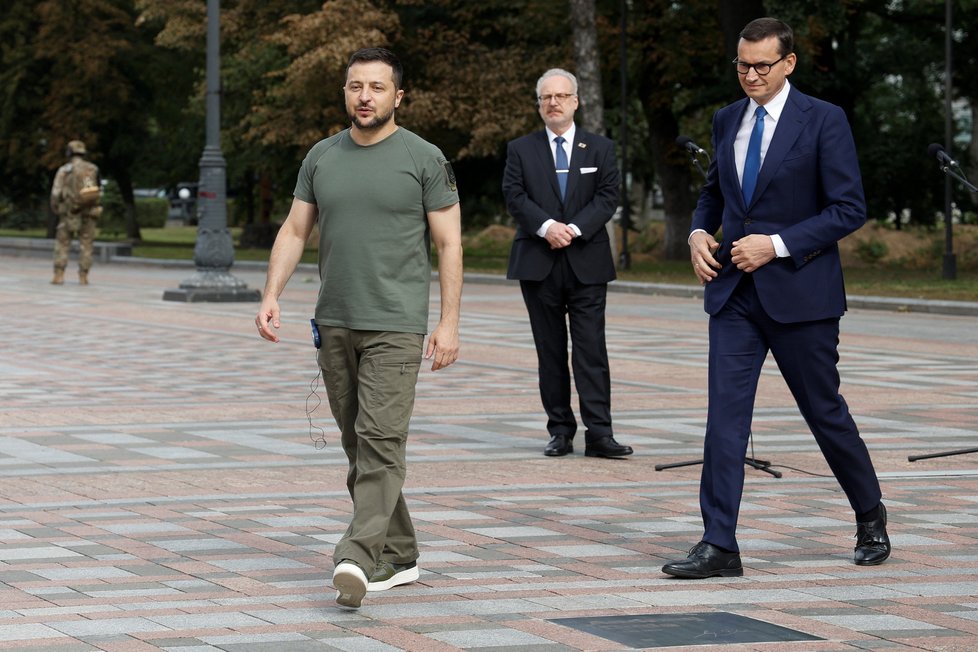 Zelenskyj v Kyjevě přivítal polského premiéra Morawieckého (9.9.2022)