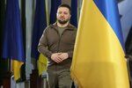 Volodymyr Zelenskyj měl tiskovou konferenci v kyjevském metru (23. 4. 2022).