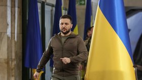 Volodymyr Zelenskyj měl tiskovou konferenci v kyjevském metru. (23. 4. 2022)