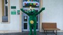 Zelený Raoul jako předčasný ježíšek rozdával radost dětem ve Vinohradské nemocnici