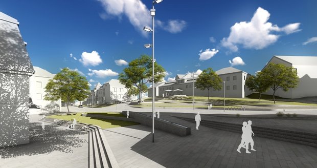 Vizualizace nového náměstí v Železné Rudě na Šumavě