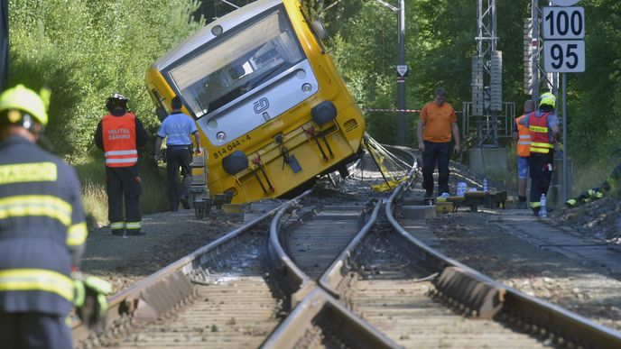 Nehoda vlaku v Lázních Kynžvart z 22. července.