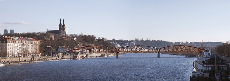 Vizualizace železničního mostu mezi Výtoní a Smíchovem v rámci koncepční rozvahy IPR