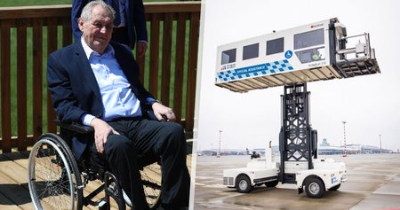 Ambulift prezidenta Miloše Zemana v pohodlí přepraví do letadla