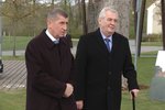 Andrej Babiš (ANO, vlevo) a Miloš Zeman na Čapím hnízdě