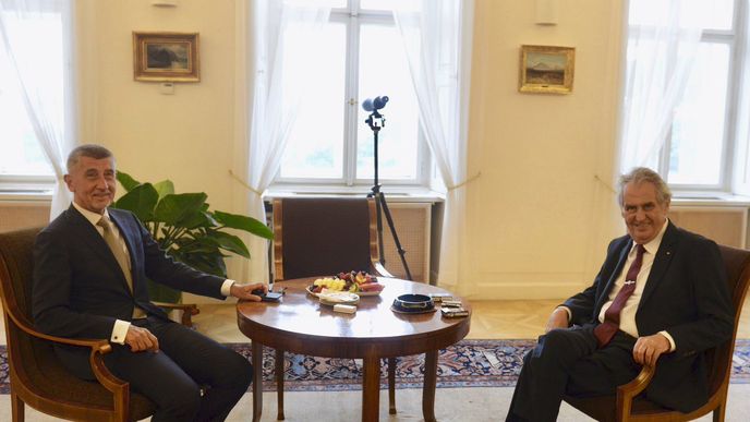Premiér Andrej Babiš a prezident Miloš Zeman na Hradě (11. 7. 2019)