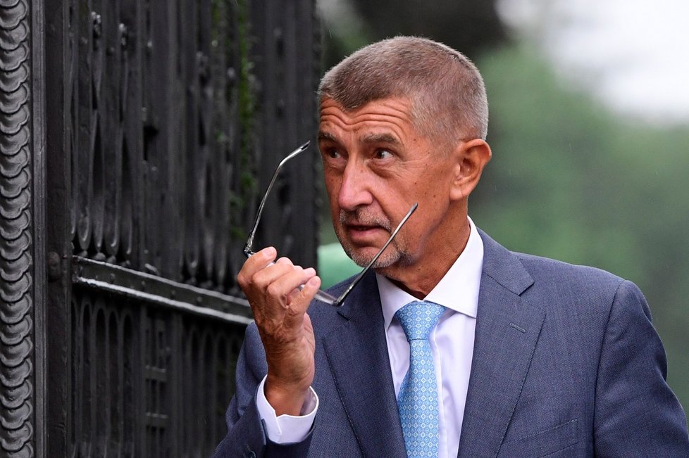 Premiér Andrej Babiš (ANO) po jednání s prezidentem Milošem Zemanem (20. srpna 2019)