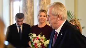 Miloš Zeman v Lánech s Andrejem Babišem a jeho ženou