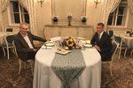 Prezident Miloš Zeman a premiér Andrej Babiš (ANO) na večeři v Lánech (25. 3. 2019)