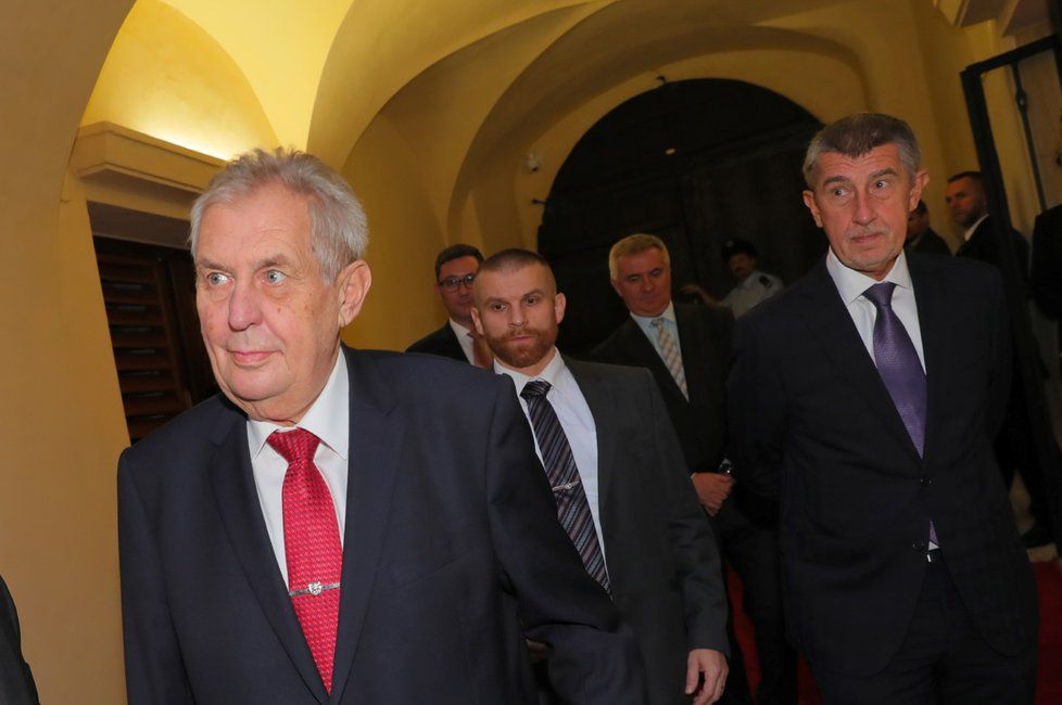 Prezident Miloš Zeman dorazil za premiérem Andrejem Babišem (ANO) kvůli státnímu rozpočtu (19. 9. 2018)