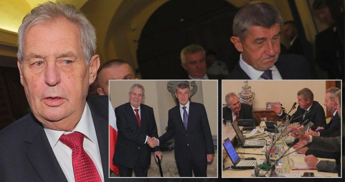Prezident Miloš Zeman a premiér Andrej Babiš v Hrzánském paláci (19. 9. 2018)