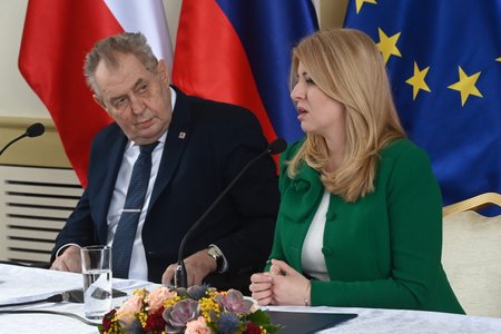 Tisková konference v Grand hotelu Kempinski, druhý den návštěvy prezidenta Miloše Zemana na Slovensku. (7. 2. 2023)