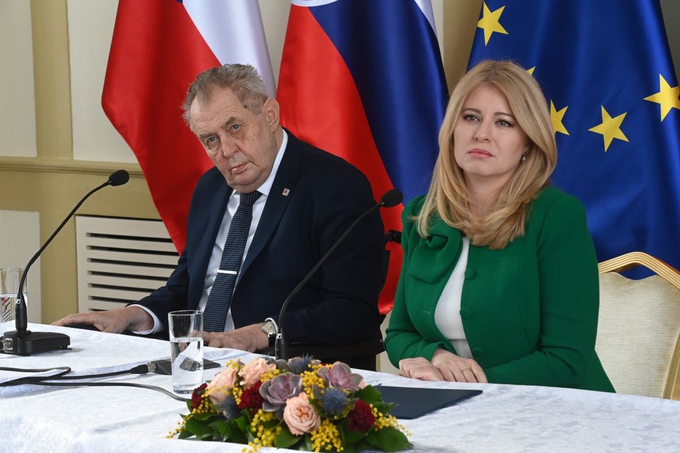 Tisková konference v Grand hotelu Kempinski, druhý den návštěvy prezidenta Miloše Zemana na Slovensku. (7. 2. 2023)