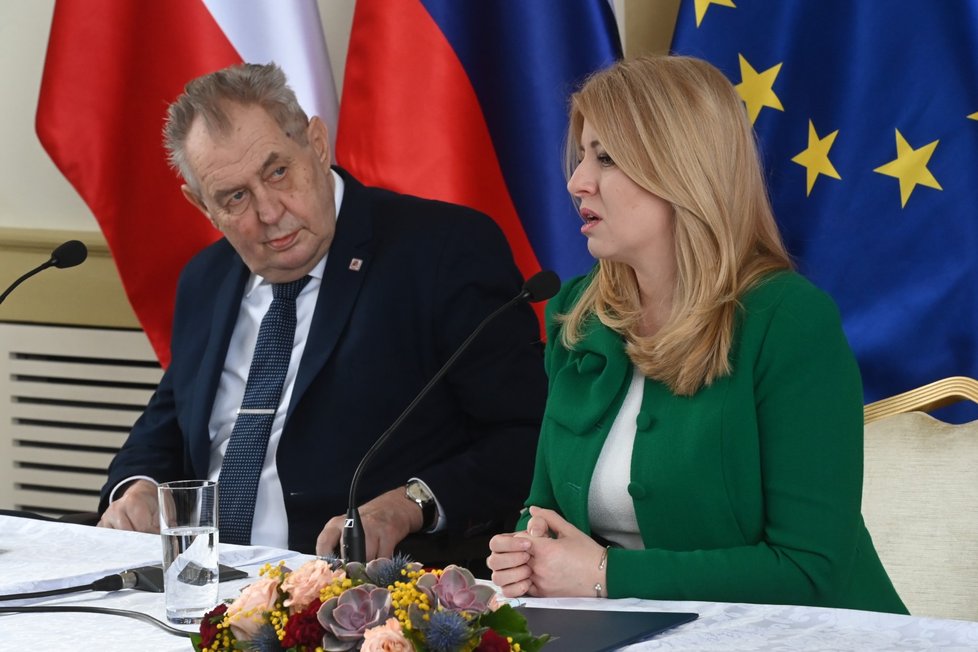 Tisková konference v Grand hotelu Kempinski, druhý den návštěvy prezidenta Miloše Zemana na Slovensku. (7. 2. 2023)