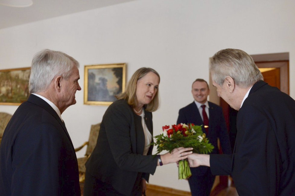 Prezident přivítal na Pražském hradě ve středu velvyslance USA Stephena B. Kinga. (13. 2. 2019)