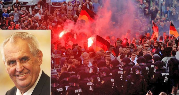 Zemanových komentářů k demonstracím v Chemnitz si všímají i německá média