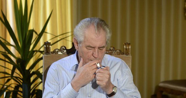 Prezident Miloš Zeman kouří na zámku v Lánech, ale i na cestách.