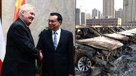 Prezident Miloš Zeman se svým čínským protějškem a město zkázy Tchien-ťin
