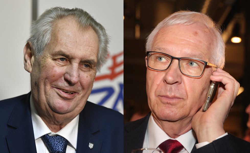 Prezident Miloš Zeman (vlevo) a jeho soupeř Jiří Drahoš