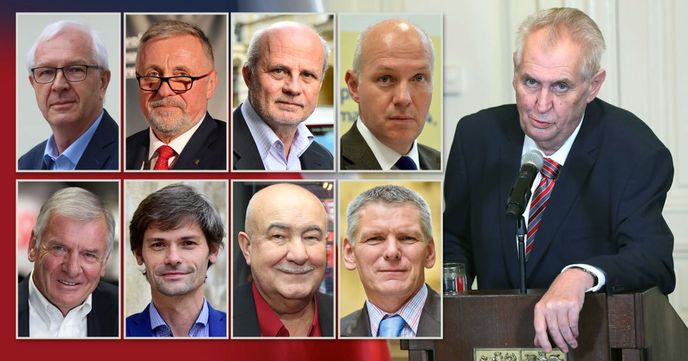 Prezidentské volby 2018: Zeman, Topolánek, Drahoš, Fischer, Hynek, Kulhánek, Hilšer, Hannig, Horáček