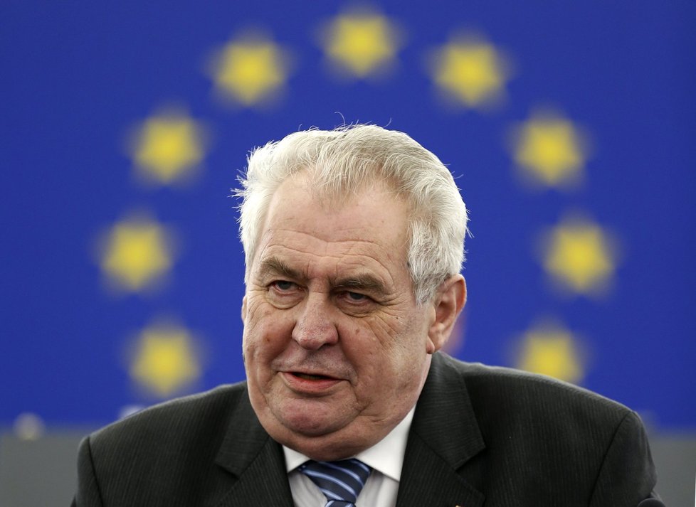 Miloš Zeman při projevu v europarlamentu