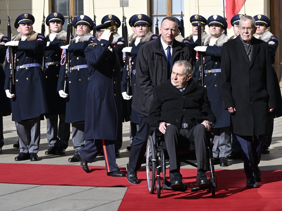 Prezident Miloš Zeman přijal na Pražském hradě rakouského prezidenta Alexandra Van der Bellena (2.3.2023)