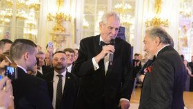 Prezident Miloš Zeman a zpěvák Karel Gott