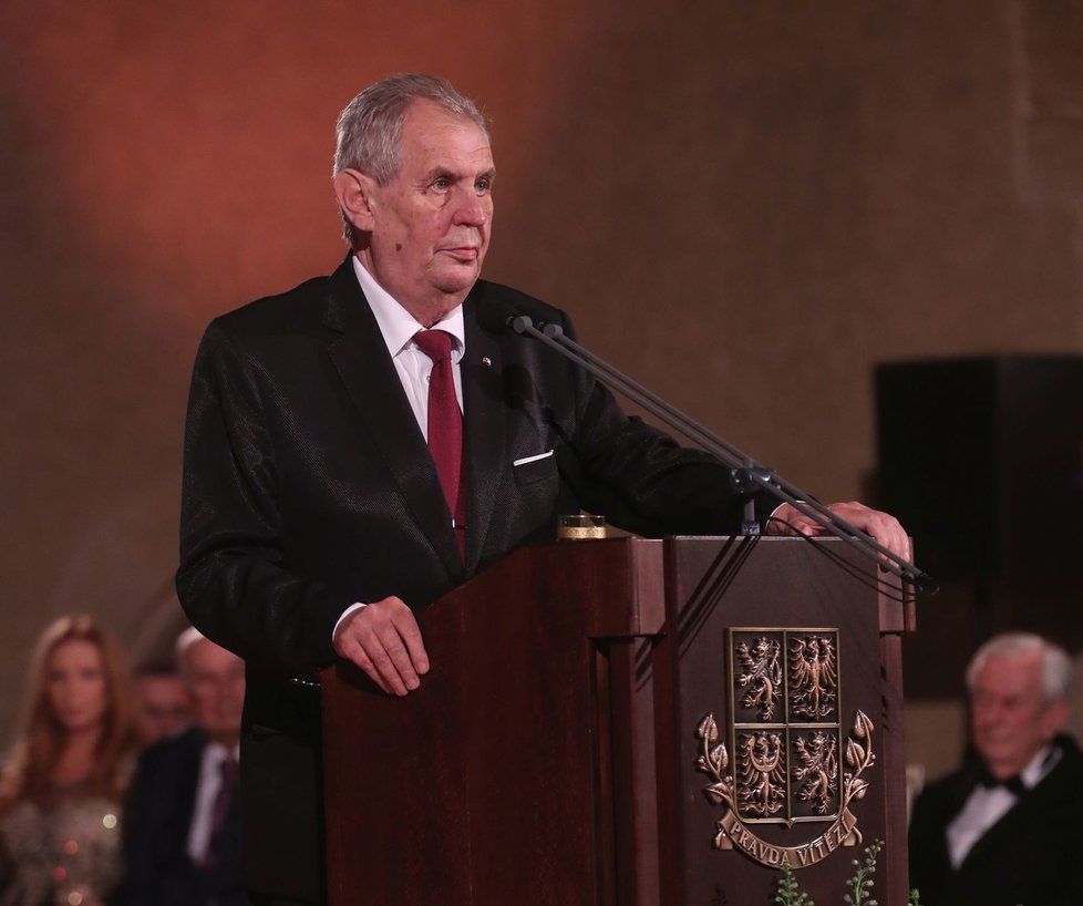 Prezident Miloš Zeman ve Vladislavském sále (28. říjen 2018)