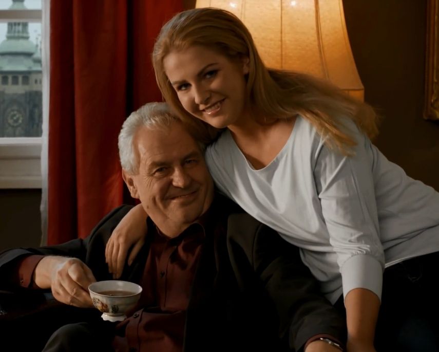 Nynější prezident Miloš Zeman a jeho dcera Kateřina ve spotu z roku 2013