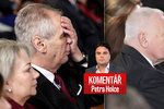 Prezident Miloš Zeman a jeho předchůdce Václav Klaus na Zemanově druhé inauguraci