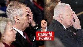 Prezident Miloš Zeman a jeho předchůdce Václav Klaus na Zemanově druhé inauguraci